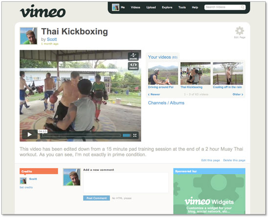 screenshot of vimeo