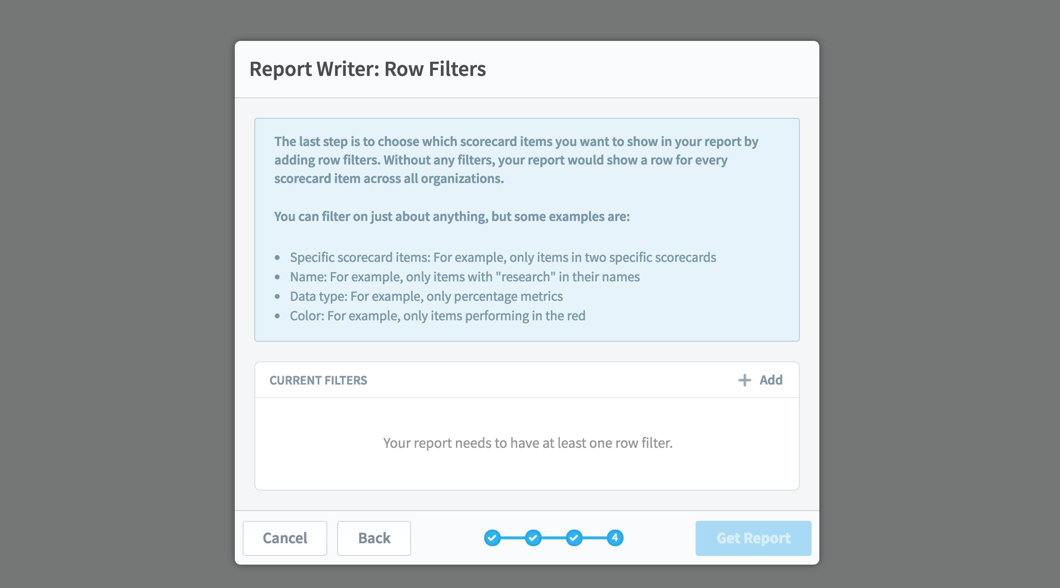 adding report filters